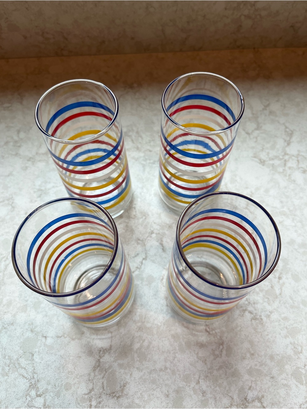 Multi-Color Striped Glass Tumblers - Set of 4